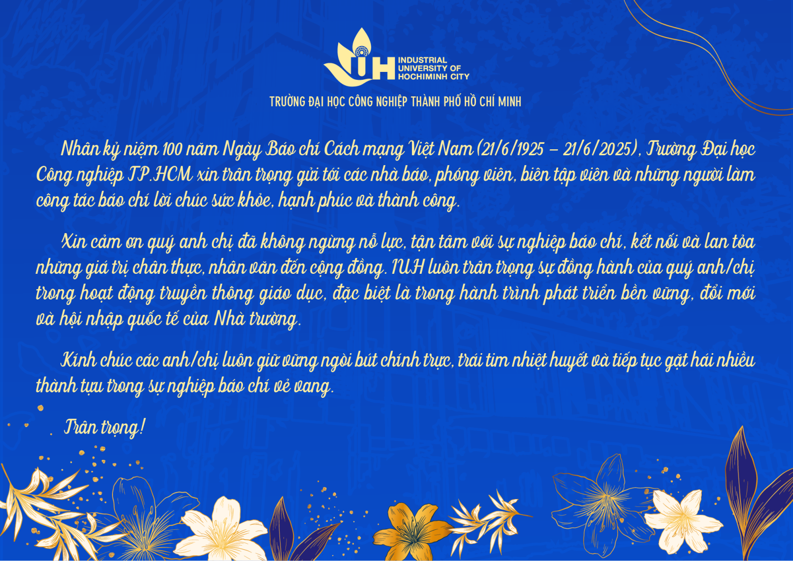 Thư chúc mừng nhân kỷ niệm 100 năm Ngày Báo chí Cách mạng Việt Nam (21/6/1925 - 21/6/2025)