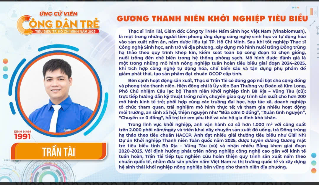 Đam mê trồng nấm đưa cựu sinh viên IUH trở thành CEO Vinabiomush